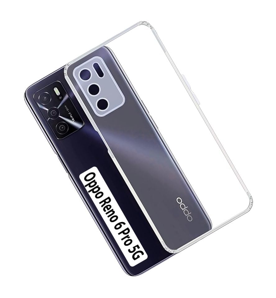 Image of Soft Flexible Silicone Back Cover Compatible with Oppo Reno 6 Pro 5G / Reno6 Pro 5G, Transparent Case
