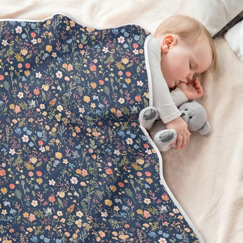 Image of Toddler Blanket for Baby Boy and Girl Soft Multi Use Wrap Swaddle for Infant Toddler Kid Crib Bedding 30X40in Colorful Small Floral Patterns