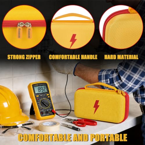 Image of Comecase Hard Multimeter Case for Fluke 87V MAX 87V 88V 179 with Holster | Divider & Zippered Mesh Storage for Test Leads, Probes, Workshop and Field Use, Yellow, Case Only