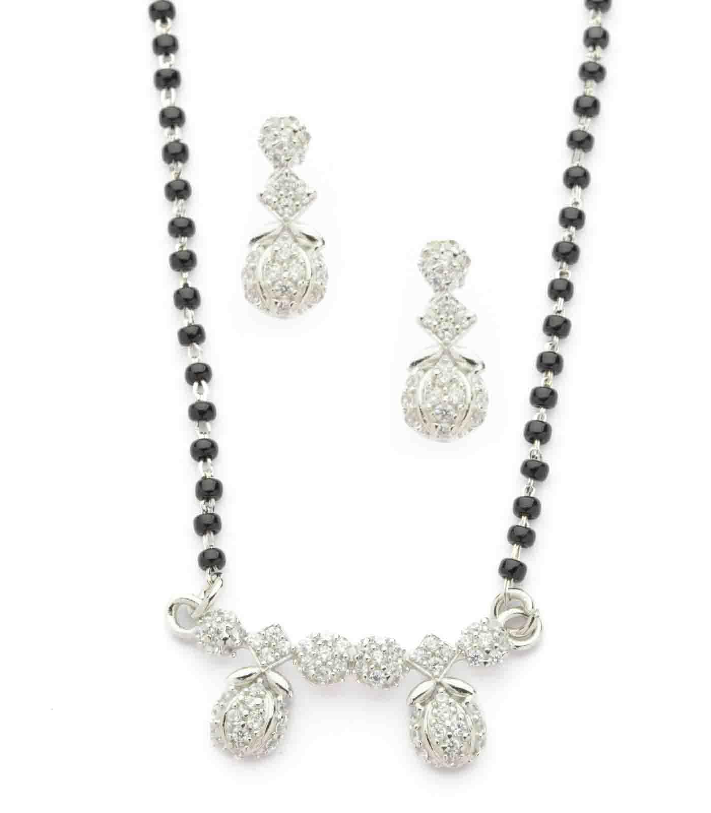 Gargi by P.N. Gadgil and Sons | 925 Sterling Silver | Traditional Rose Diamond Mangalsutra | Gift for Wife & Women | With Certificate of Authenticity & Hallmark (Mangalsutra Chain Pendant With Earrings) (B0CXQHDRKD) Amazon Price History, Amazon Price Tracker