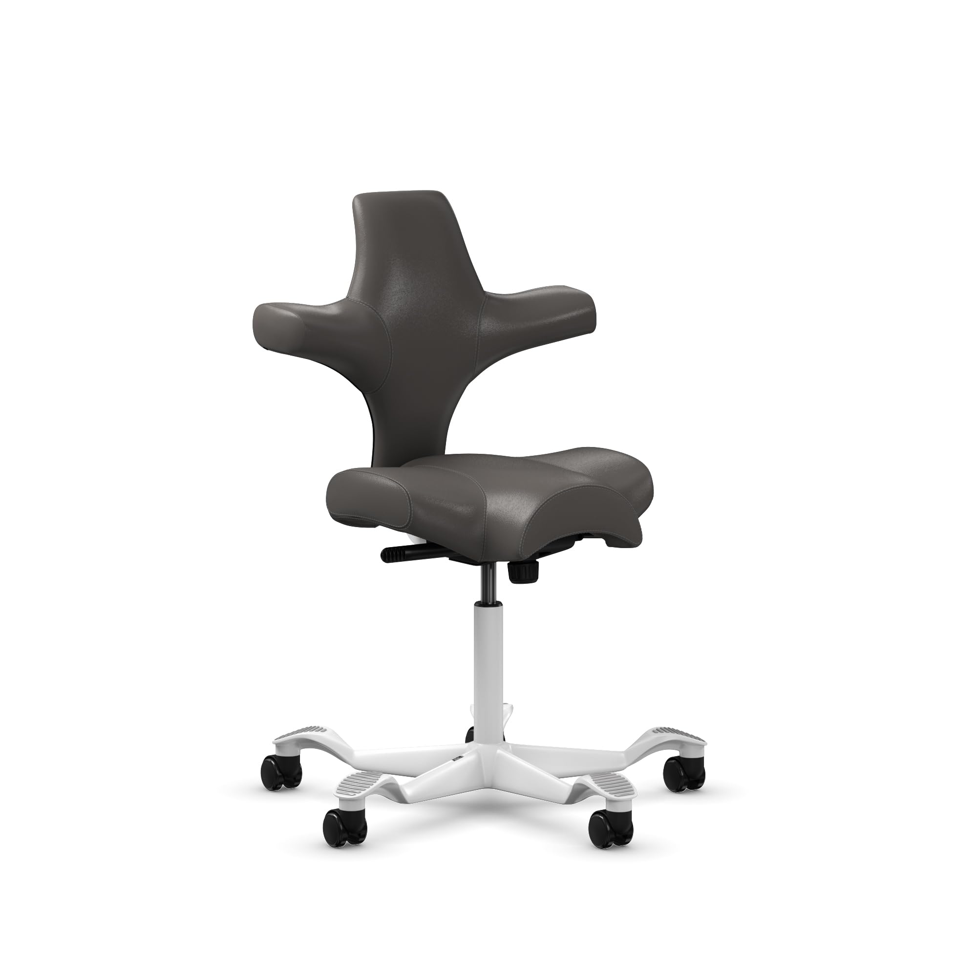 HAG Capisco Standard Chair-White Frame-Upholstered Gray Ash Vinyl