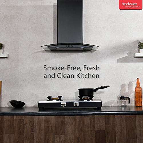 Image of Hindware 60cm 1100 m3 /hr Chimney (Sabina Black 60, 1 Baffle Filter, Black), Free 1 Year Extended warranty