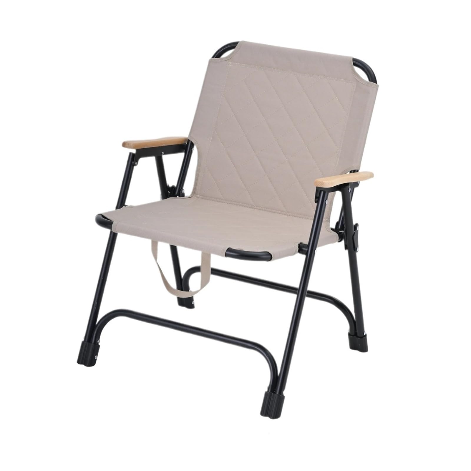 Chaise de directeur pliable beige en acier léger pour le camping et la plage