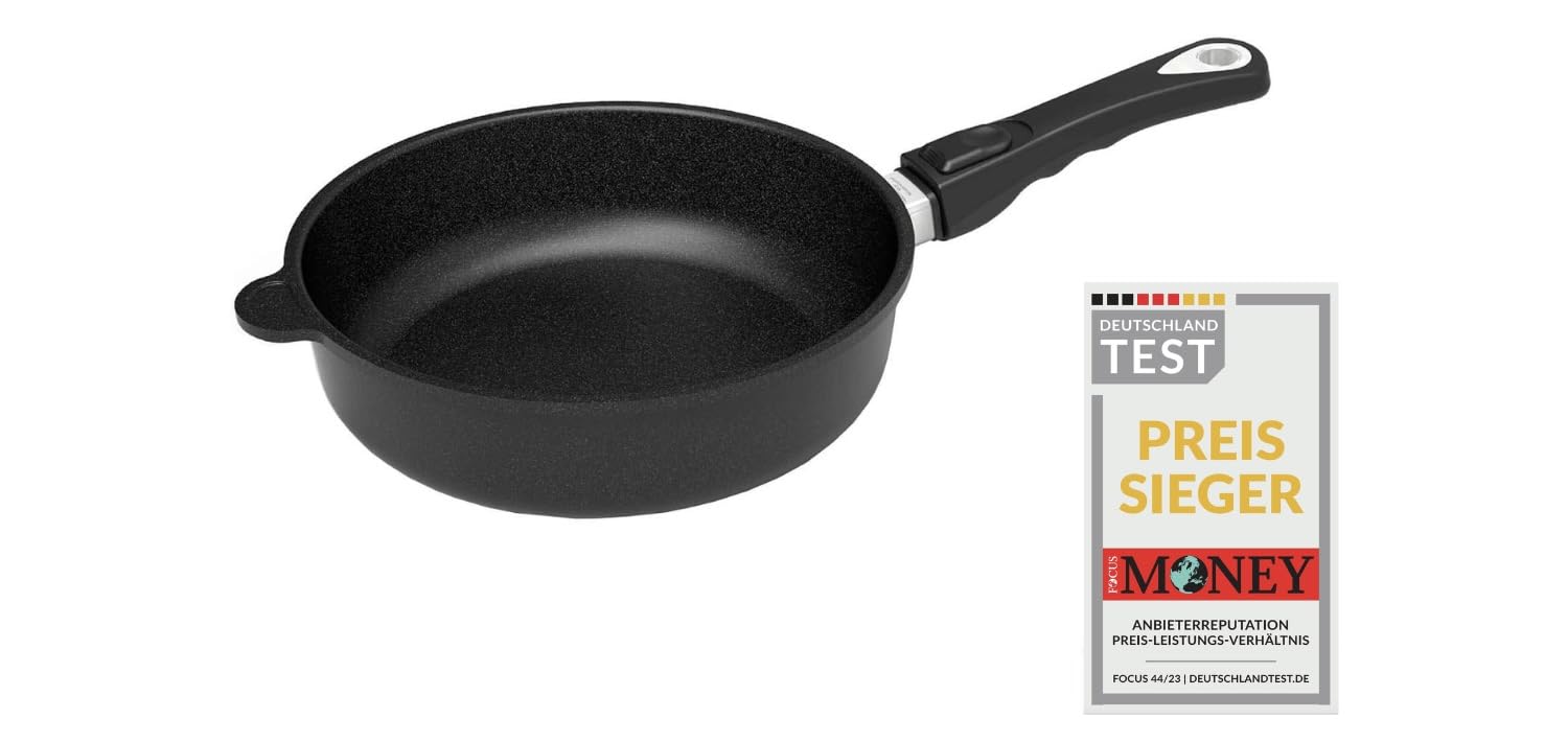 Sauté pan Ø 20 cm, Height 7 cm, Removable Handle, cast Aluminium (Aluminium), Lotan® Non-Stick Coating for Fat-Free Cooking, AMZN-720-Z20B