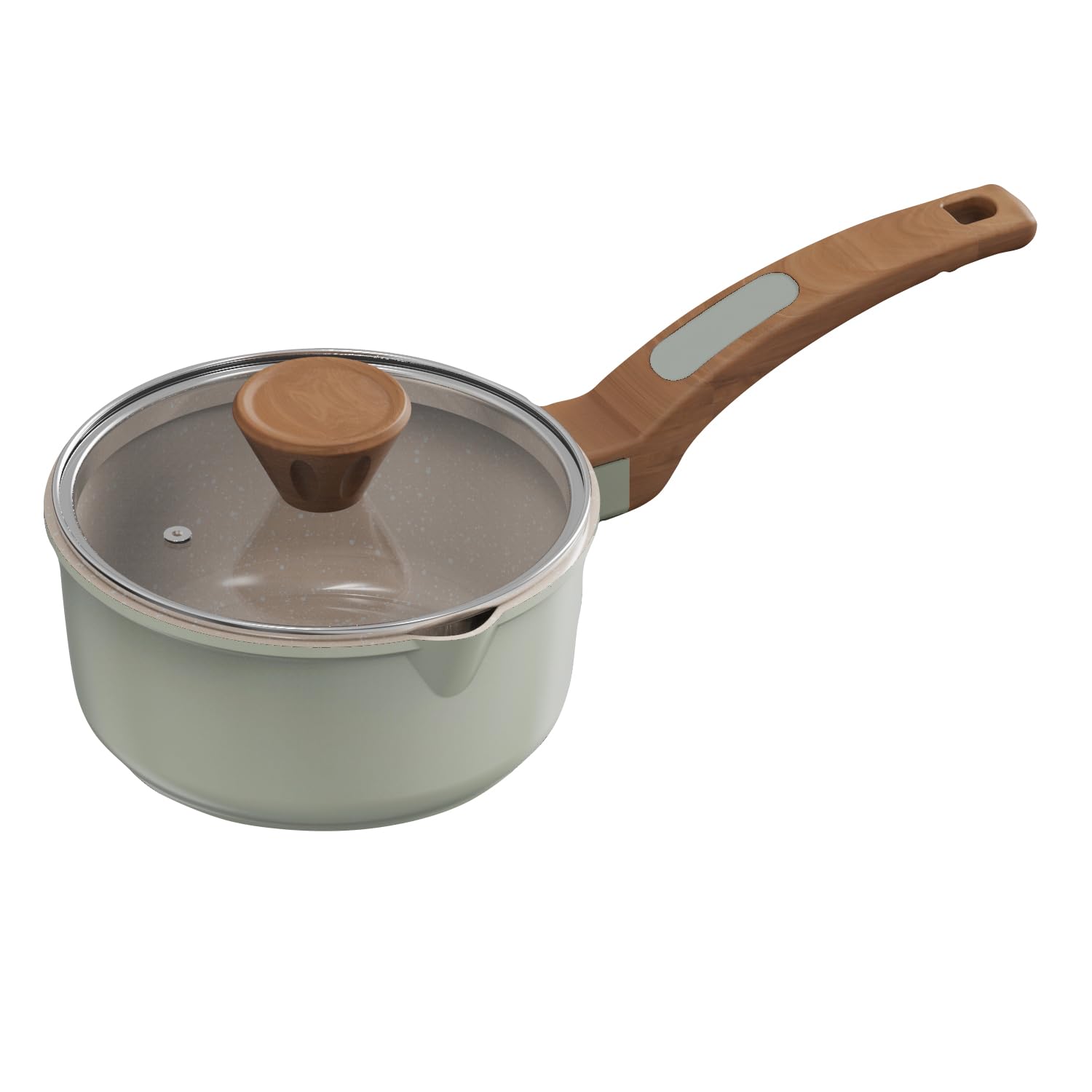 Cooksmart Sage Green Signature 16Cm Sauce Pan With Lid – Cast Aluminium | Non-Stick | Pfoa & Pfas Free | Induction, Gas, & Electric Hob Compatible | Dishwasher Safe (Sage Green)