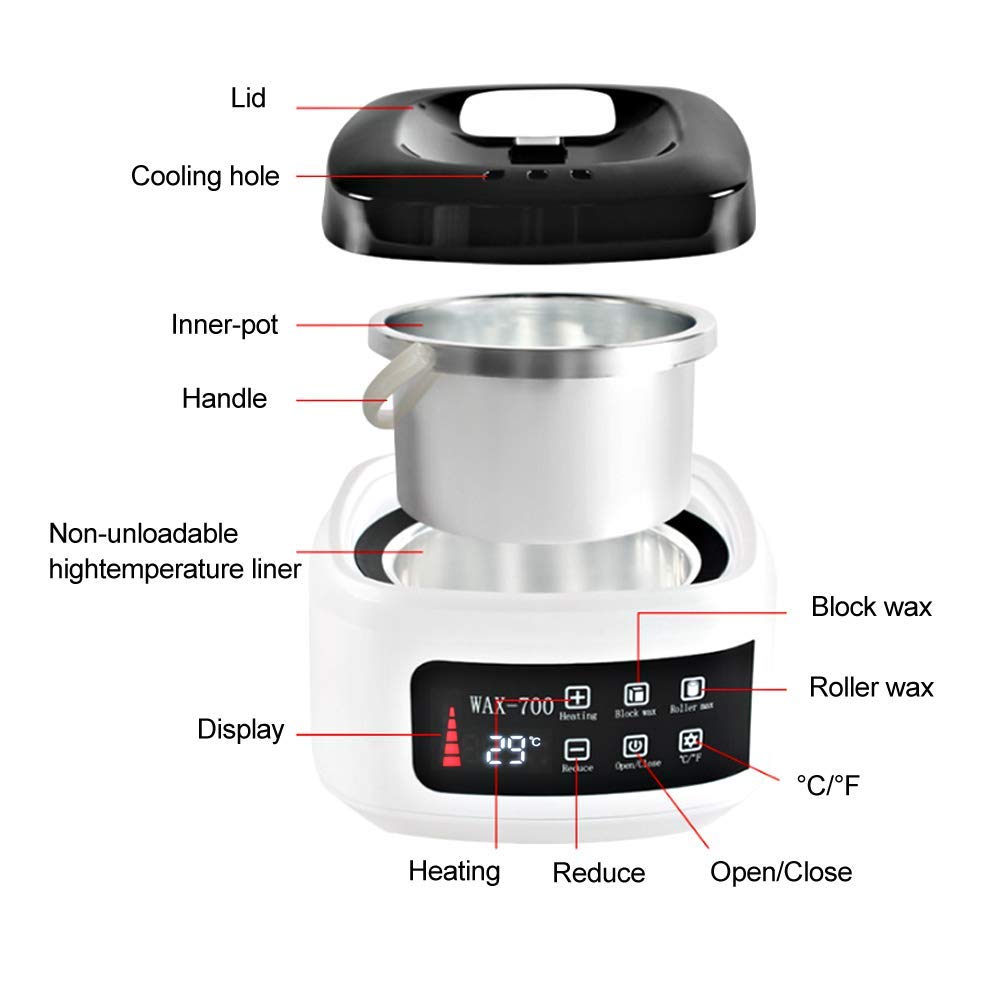 Wachswärmer 500 ml, Automatische Temperaturregelung, Wachsschmelzmaschine, Haarentfernungs-Wachswärmer