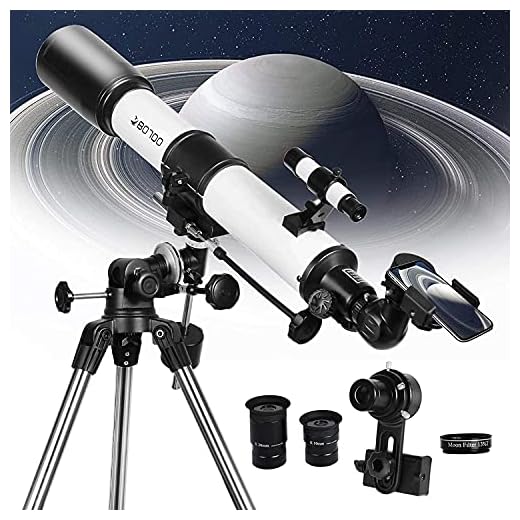 Telescopio, 80EQ Refractor Profesional Telescopio -700mm de Longitud Focal, Telescopios para Adultos de Astronomía, con Smartphone Adaptador y 13% de Transmisión de Filtro de Luna