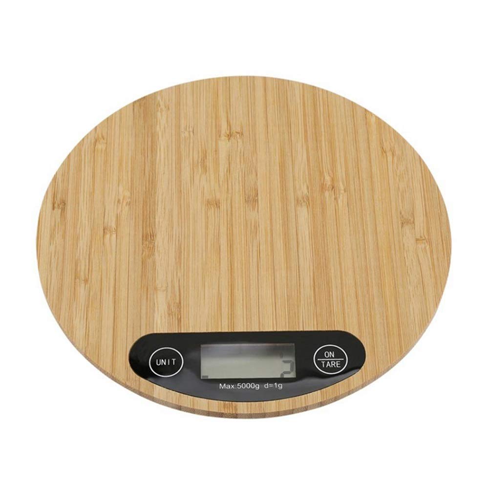 Báscula de cocina digital Mini báscula de cocina electrónica LED for cocinar, pelar, métrica + imperial, elegante báscula de bambú for alimentos, 5 kg/0,1 g