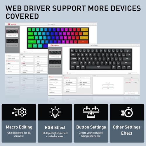 Image of Redragon K617 HE Rapid Trigger Gaming Keyboard, 60% 61 Keys Wired Mechanical Keyboard w /Adjustable Hyper-Fast Actuation, Dedicated Hall Effect Magnetic Switch, PBT Gradient Keycap Strap Version