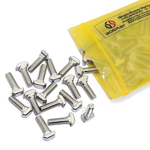 Boeray Metric M5 x 12mm Thread T Slot Drop-in Bolt T-Bolt Hammer Head Bolt T Screw Stud for 2020 Series Standard 6mm T-Slot Aluminum Extrusion Profile Pack of 50