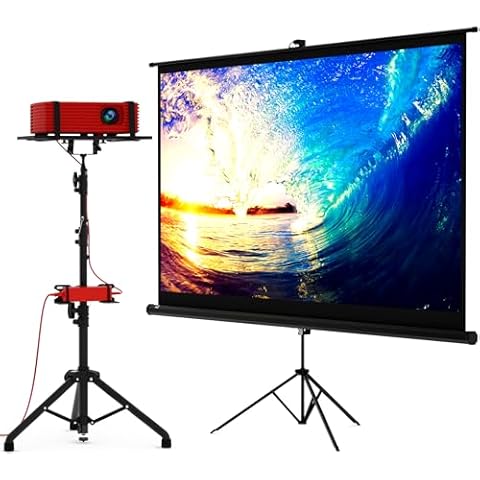 100" Projector Screen with Stand & Universal Projector Tripod Stand Cover