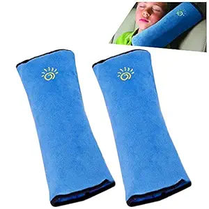 2PC Blue Seat Belt Pillow for Kids, Baby Seatbelt Pillow, Carseat Pillow Protector for Toddler Travel, Kids Travel Seat Belt Pillow, Seatbelt Strap Covers for Child Infant