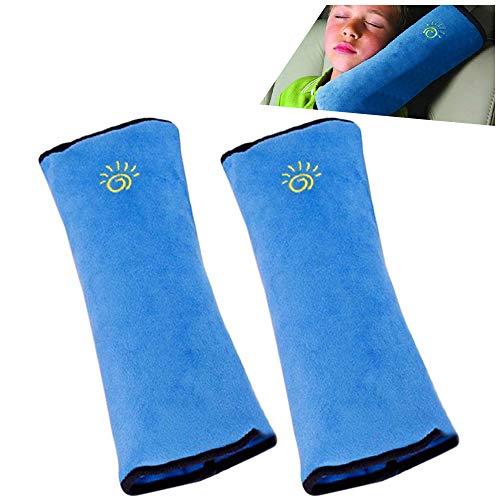 2PC Blue Seat Belt Pillow for Kids, Baby Seatbelt Pillow, Carseat Pillow Protector for Toddler Travel, Kids Travel Seat Belt Pillow, Seatbelt Strap Covers for Child Infant