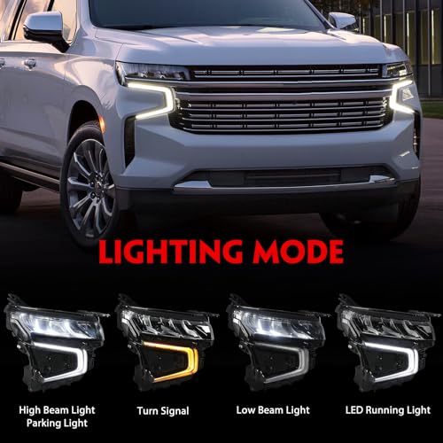 Huray Headlight Assembly Fit for Chevy Tahoe/Suburban 2021 2022 2023 RH Full LED Headlamp for Chevrolet Tahoe Replacement Passenger Side by Huray - Image 3