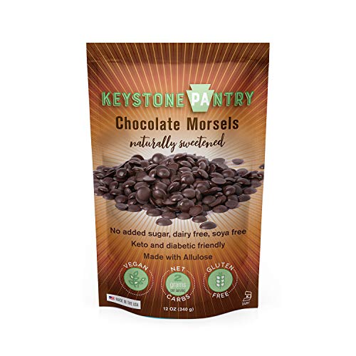 Keystone Pantry Keto Mini Dark Chocolate Chips 12 Oz Healthy, Low-Carb Snack, Perfect for Baking. Gluten, Soy, Dairy, & Sugar-Free Non-GMO Kosher Sweetened with Allulose. Vegan Chocolate, all natural