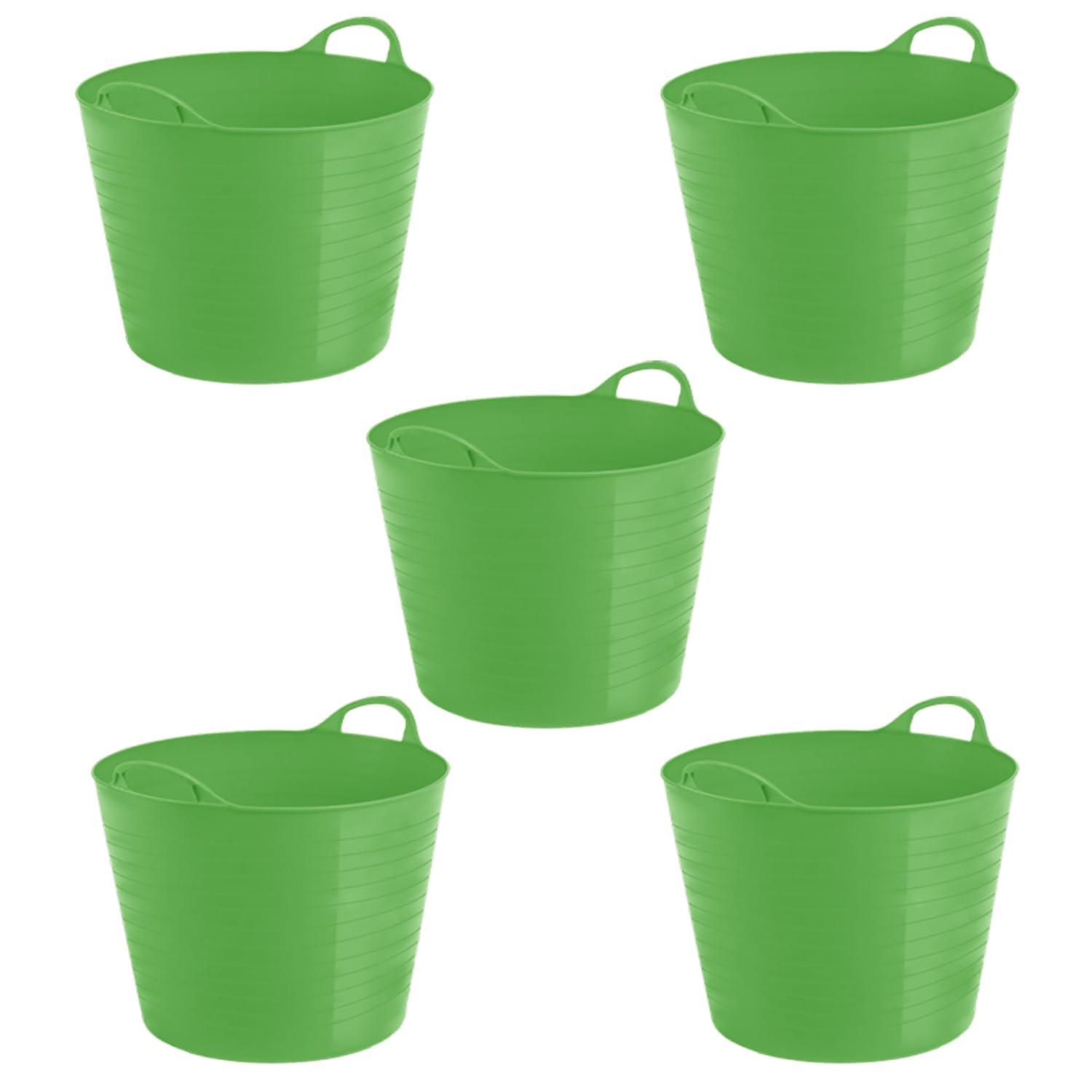 Pack Of 5-26/42/75 litre Flexi Tub Garden Home Flexible Colour Storage Container Bucket Polyethylene Flex Tub - Made in U.K. (Lime Green, 42 Litre) โ image 1