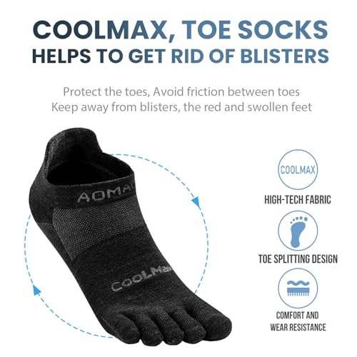 Toe Socks for Men and Women Athletic Running Coolmax Five Finger Ankle/Quarter Socks Breathable Lightweight, 3 Pairs2