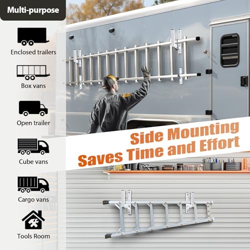 image for SMOQIO Trailer Ladder Rack, 2 Racks Enclosed Trailer Ladder Rack 200lb