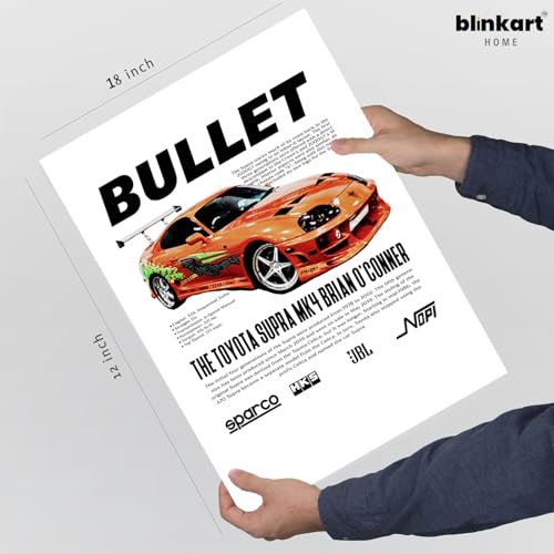 Image of BLINKART Toyota Supra MK4 (Fast & Furious)Car Posters Sticker Gift Items for Boys Room Wall Decor || Comes with Double-Sided Tape|| Decoration Bedroom Living Room Office Studio Decor | 12x18 In (A3) - CAR-297