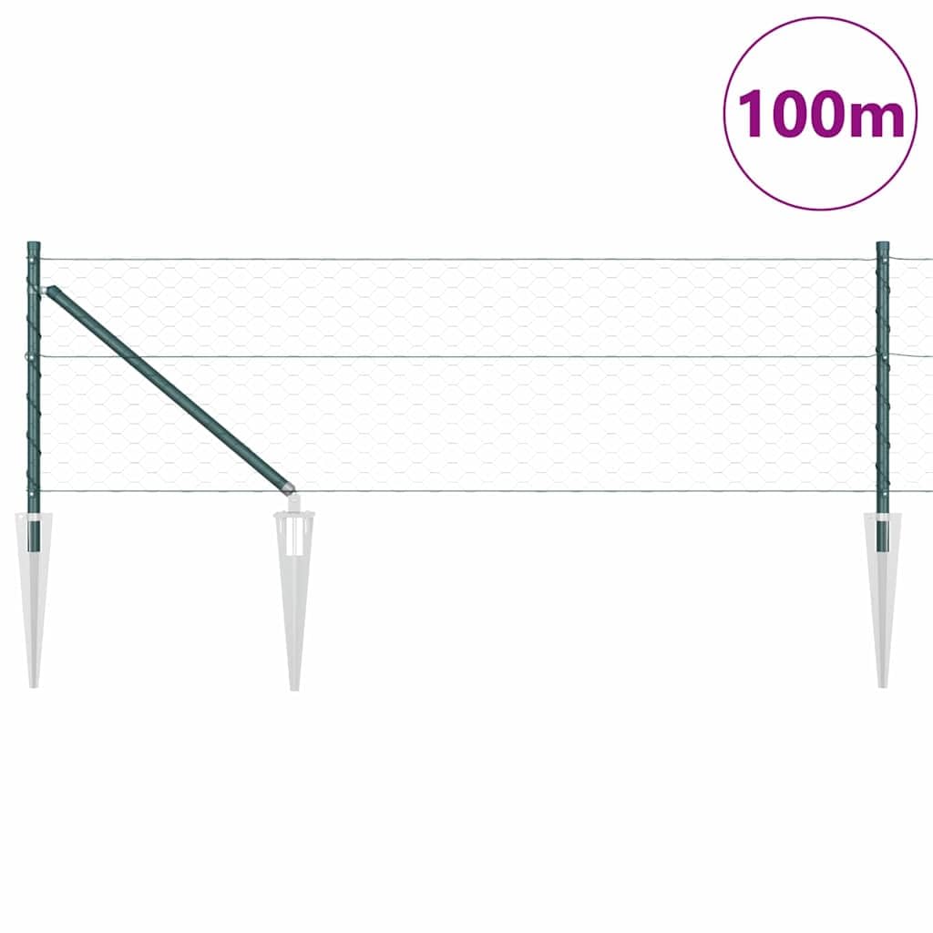 Recinzione da giardino verde, 100 × 0,8 m, in acciaio PVC, 50 mm, a maglie per cani, giardino, terrazza, balcone, stagno