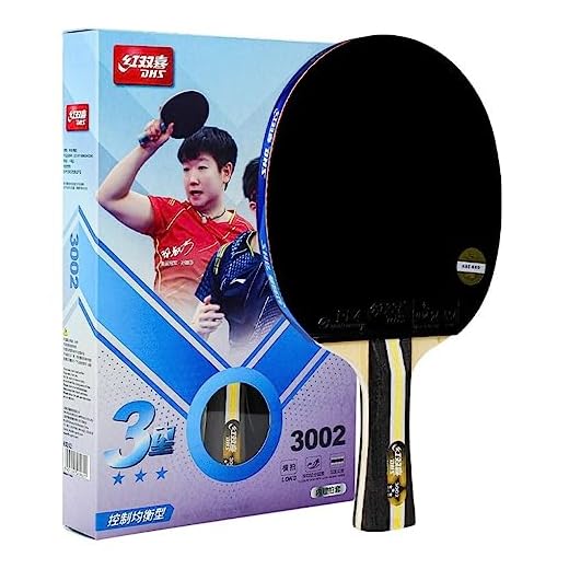 Raquete de tênis de mesa DHS H3002 3 estrelas, taco de pingue-pongue pré-fabricado em ambos os lados com borracha adesiva PF4 com bolsa redonda DHS, 5 lâminas de madeira pura, para jogadores de nível