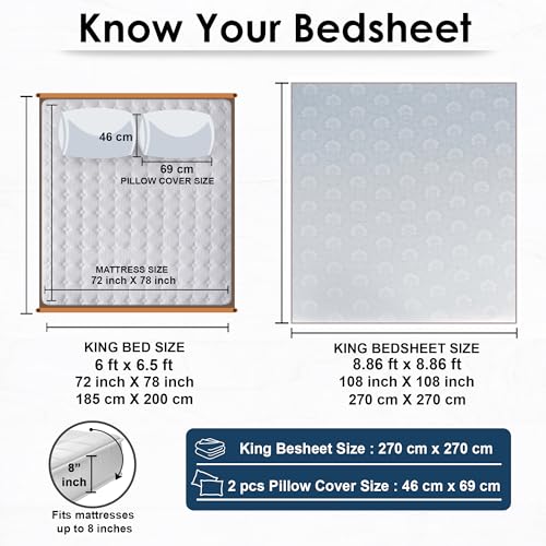 Image of Story@Home Long Staple Premium Cotton Compact Yarn Feel Glace Cotton Flatsheet Floral Printed King Size Double Bed Bedsheet with 2 Pillow Cover (108 inchx108 inch, Mauve) 500TC