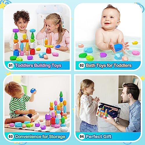 40PCS-Wooden-Stacking-Rocks-Toys-Montessori-Toys-for-1-2-3-year-old-Stacking-toys-for-Toddlers-Sensory-STEM-Preschool-Learning-Building-Blocks-Toys-for-Kids-age-3-5-Kids-Games-Gifts-for-Boys-Girls