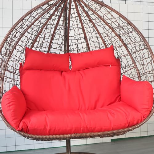 Coussin de luxe en osier pour 2 personnes au rembourrage épais capitonné rouge