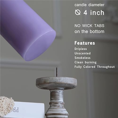 Miniatura 123 de MOZEAL Velas de pilar extra grandes de color borgoña de 4" x 10" (juego de 2), sin perfume, sin goteo, sin humo, de larga combustión limpia, velas