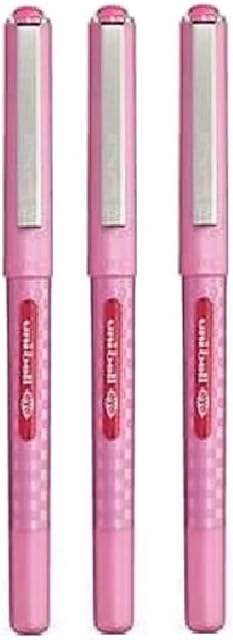 Uni Ball Eye Designer Pink Rollerball Pen Fine 0.7mm Nib Tip 0.5mm Line Width Designer Series Quick Drying Pigment Ink UB-157D (Pack Of 3)