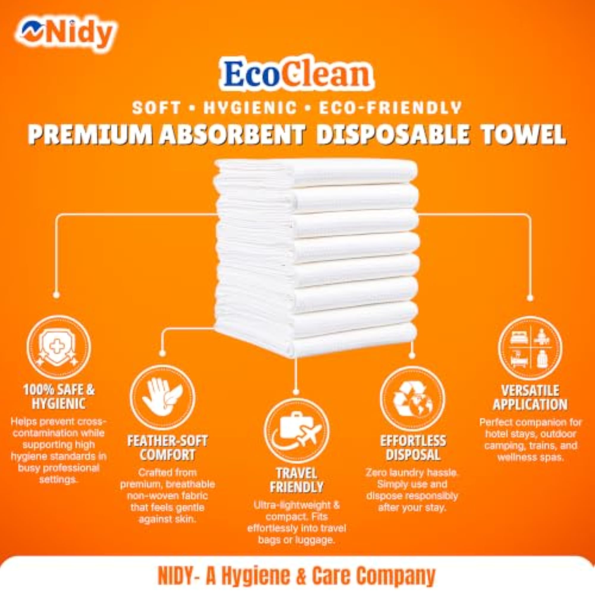Disposable Towel Pack of 10, Lightweight & Convenient