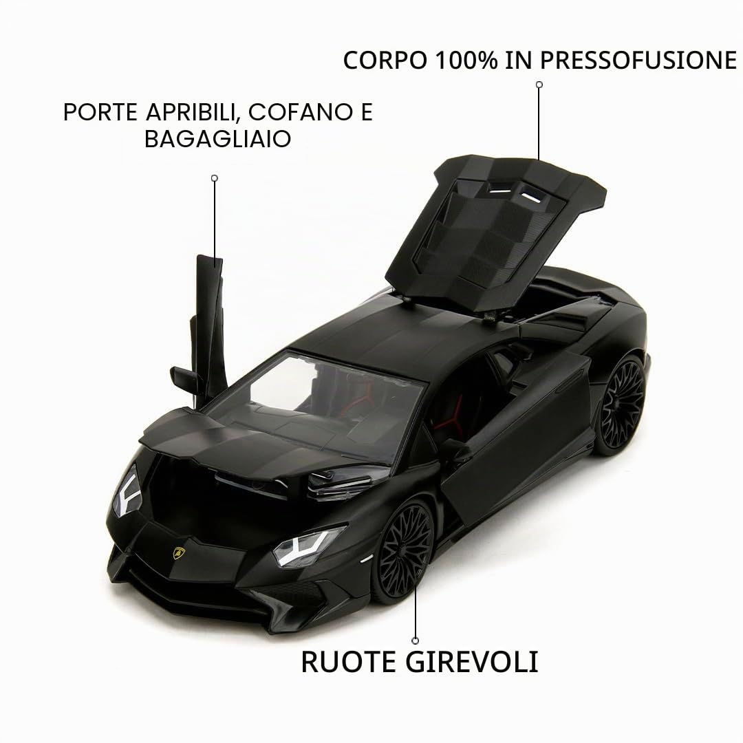Fast & Furious JADA Toys SHAW'S LAMBORGHINI AVENTADOR modellino auto pressofuso, giocattoli per bambini e adulti, veicolo da collezione e da gioco, nero