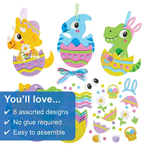 Baker Ross FX532 Dinosaur Easter Egg Decoration Kits - Pack of 8, Kids Foam Easter Craft Decoration, Multicolour, 12.5 cm - Image 3