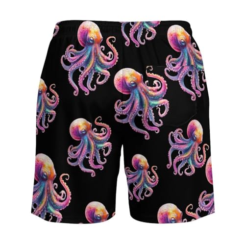 Colorful Octopuss Beach Shorts for Men Swim Trunks Quick Dry Swim Shorts with Compression Liner Pocket4