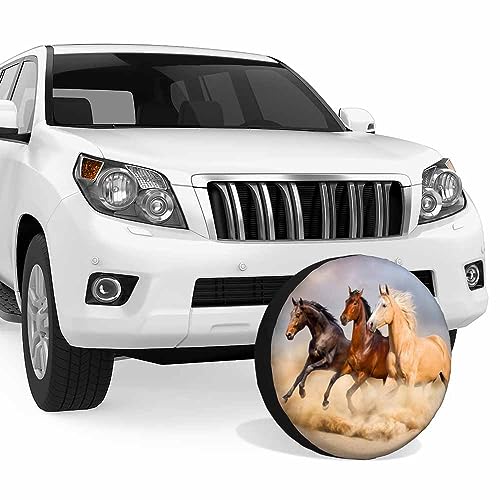 Image of Horses Runing Spare Tire Cover Group of Horse Wild Animal Run Gallop in Wind Sand Weatherproof Universal Wheel Protectors Camper Tire Covers for Trailer Rv Travel(17 inch)