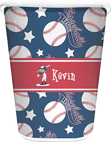 Rnk Shops Baseball Waste Basket - Single Sided (White) (Personalized) #TOP26