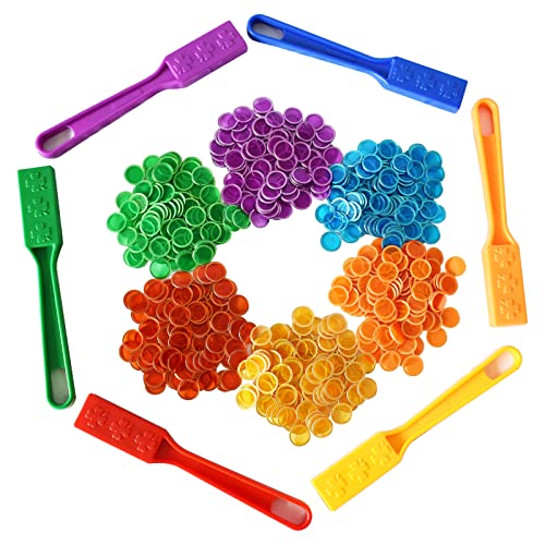 image for Yuanhe Magnetic Bingo Chips Set - 6 Colors Magnetic Wands with 600 Met