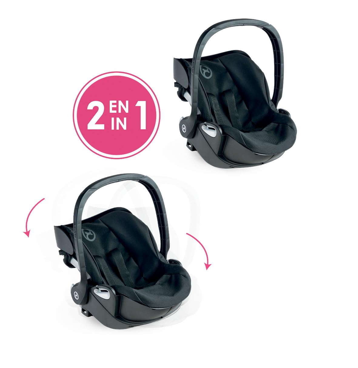 Corolle 9000141880 - Cybex 2in1 Puppen Trageschale und Wiege, mit Gurt und Verdeck, kann mit dem Cybex Puppenwagen verbunden Werden, für alle 36-42cm Babypuppen, ab 3 Jahren