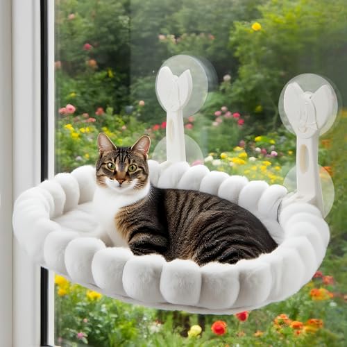 Katzen Hängematte, Katzen Fensterliege mit Abnehmbarem Wendebezug Weiche Katzenfenster Hängematte Doppelseitiges Stoffpolster Katzenbett Fenster bis...