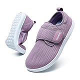 YESWIN Diabetic Walking Shoes for Women Wide Toe Box Non Slip Comfortable Breathable Zero Drop Barefoot Shoe with Adjustable Strap for Neuropathy, Edema, Swollen Feet, Elderly, Pregnancy Purple