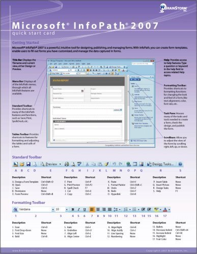 Microsoft InfoPath 2007 Quick Reference Card - Handy Durable Tri-Fold ...
