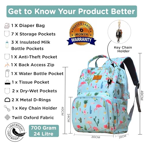 Image of Motherly Patented Diaper Bag Backpack for Moms | Waterproof Baby Travel & Maternity Bag | Spacious Nappy Bag with Insulated Bottle Pockets & Warranty (Floral Series)