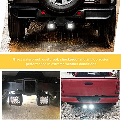 Ryanstar Racing Tow Hitch Led Lights 2 Pcs 4 Inch 60W Led Pods,2.5 Inch Tow Hitch Mounting Brackets Backup ​Reverse Lights Compatible With Pickup Atv Suv Truck Trailer Boat #TOP4