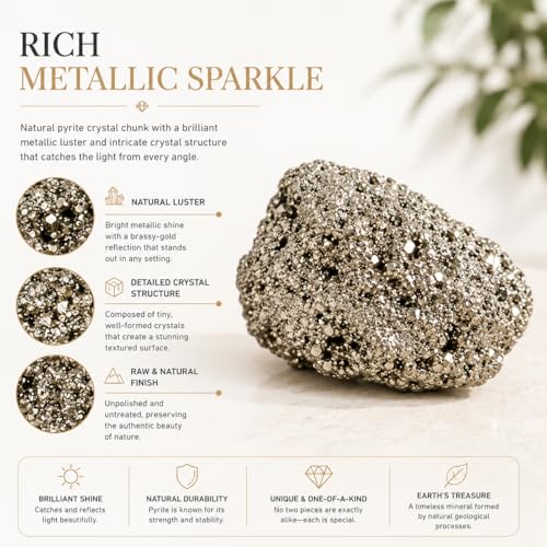 Image of Natural Raw Pyrite Crystal Stone for Wealth & Prosperity | Money Magnet Healing Crystal for Positive Energy, Success, Reiki, Feng Shui & Vastu Decor | Pyrite Stone for Home, Office & Meditation
