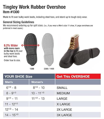Tingley 1300 Work Rubber Overshoe, 2X, Black #TOP7