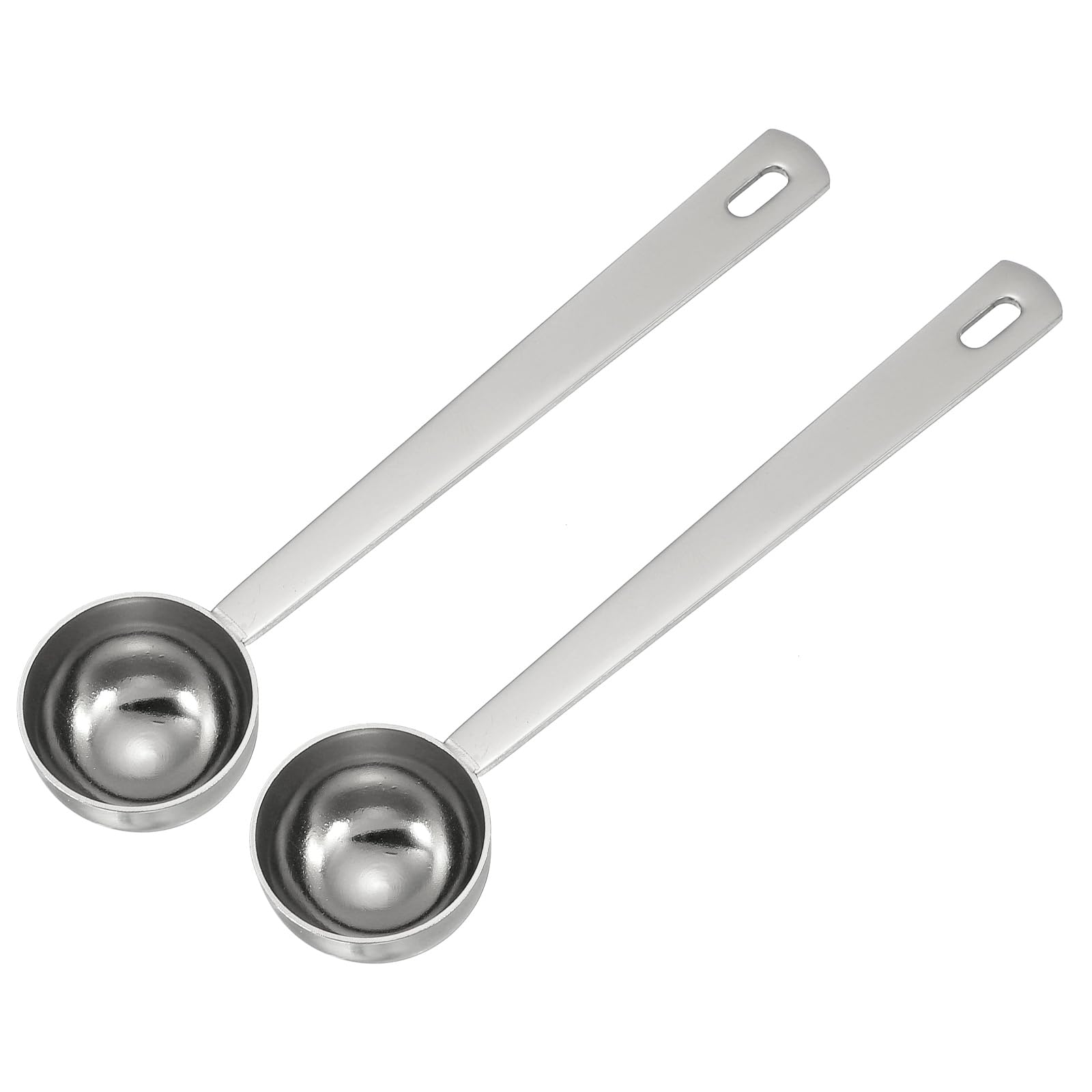 sourcing map 2Pcs Measuring Spoon, 10ml Long Handle Table Scoop Teaspoon Coffee Scoop Spoon for Ground Coffee Tea Sugar Cooking Baking, Silver