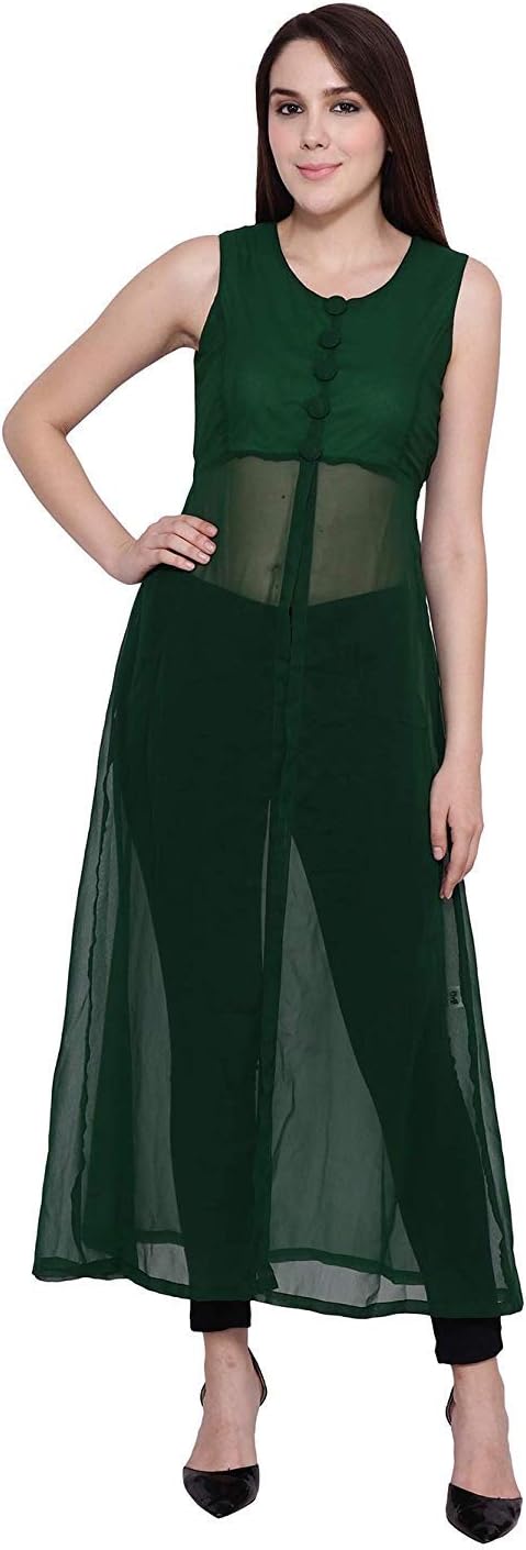My Swag Women's Georgette U Neck Fit Flare Regular Cape Dress