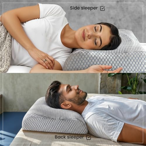 Image of Duroflex Dual Support Orthopedic Memory Foam Pillow, Dual-Sided, Cooling Ice Dough Core | Arctic Ice Fabric | Orthopedic Neck & Spine Pain Relief | (23 x 14 Inch, White) | 1 Year Warranty