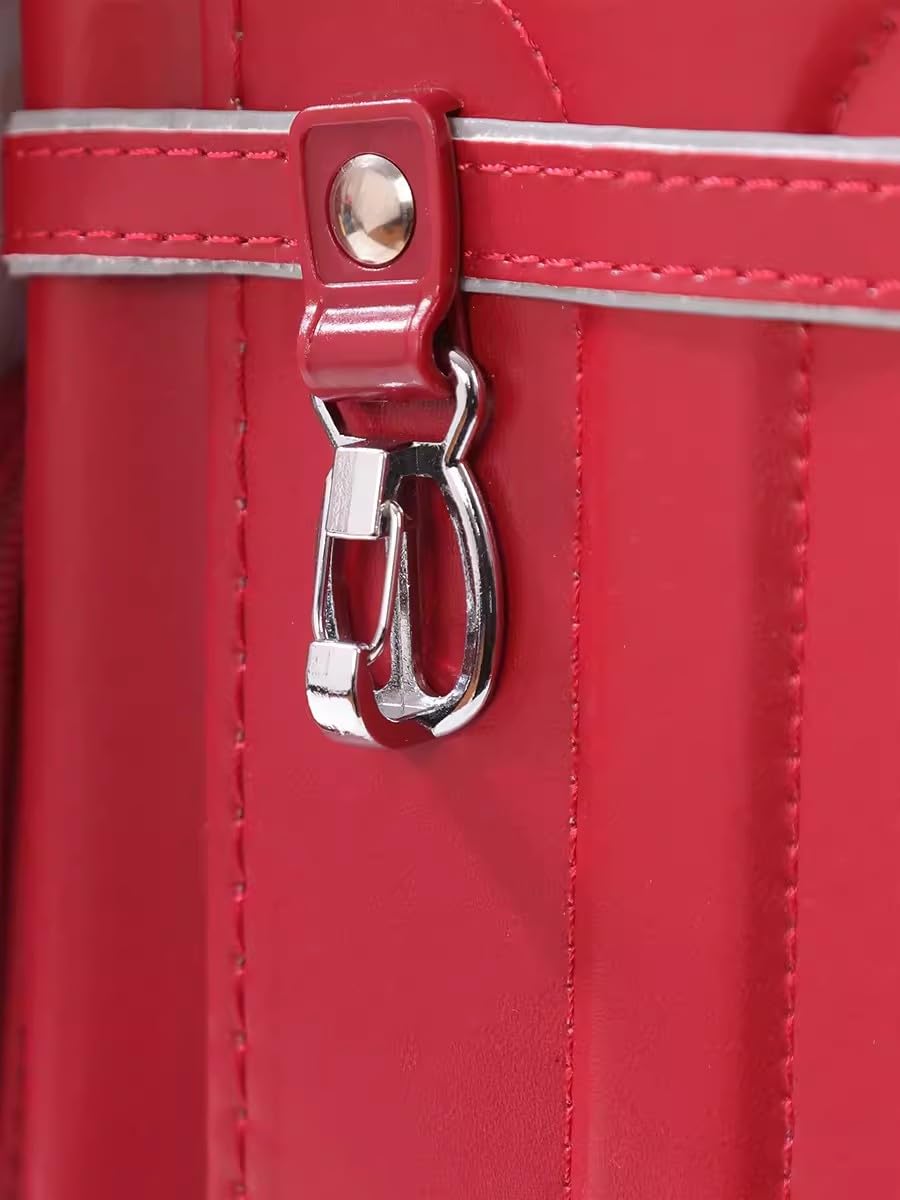Simplicity Schulranzen aus PU-Leder im japanischen Box-Stil, automatischer Verschluss, Leichter Bücherrucksack für Mädchen und Jungen (#11 33 x 24 x 15 cm)