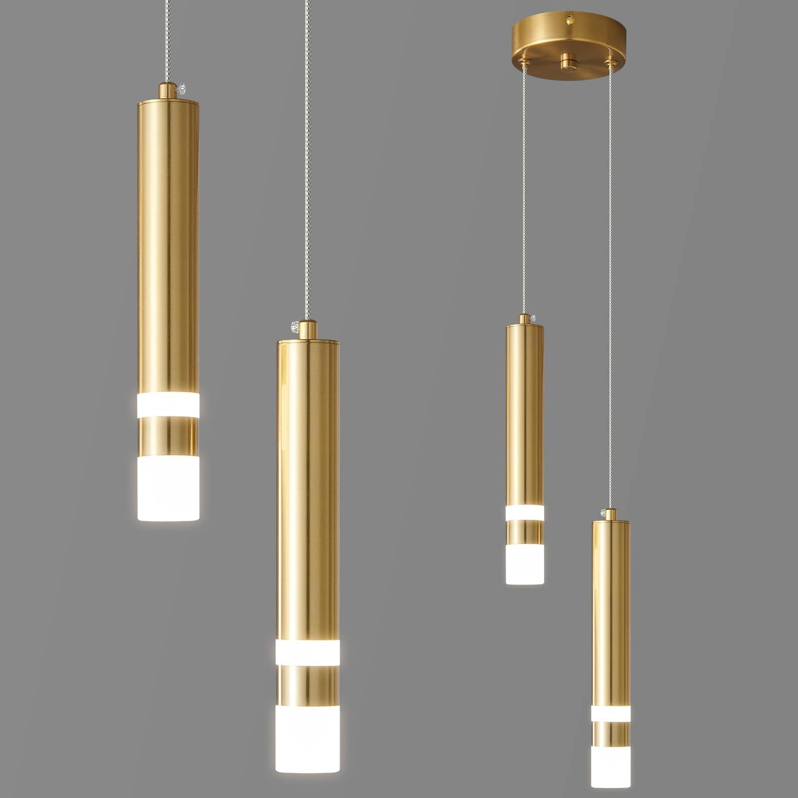 Photo 1 of LIANGMH Modern Pendant Light Kitchen Fixture Dimmable LED Gold Mini Pendant Lighting fo Kitchen Island Bedroom Bedside Table Small Pendant Lights (2-Light)